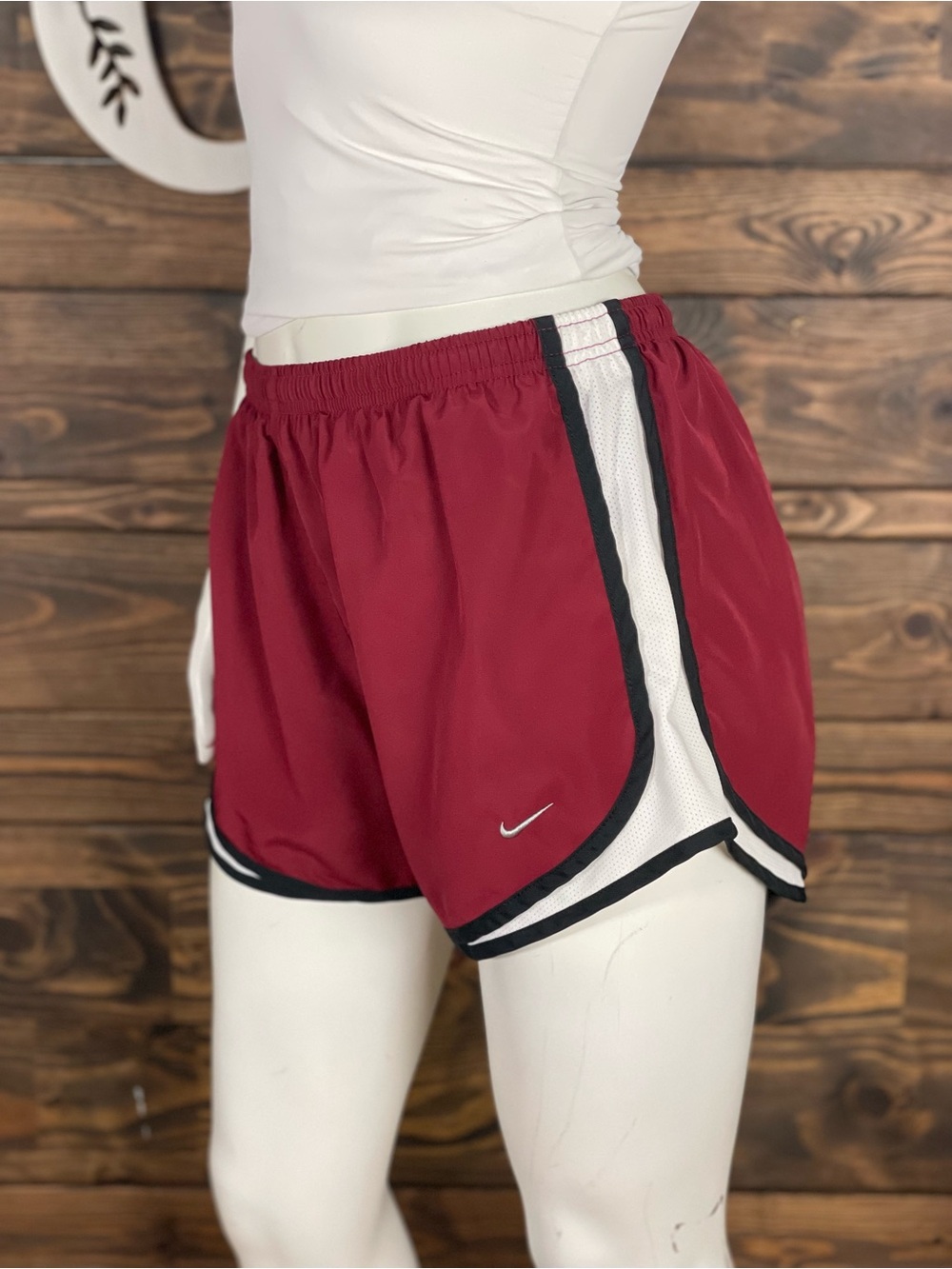 Nike | Original Tempo Mesh Lined Maroon Red Burgundy Running Shorts Swoosh Logo